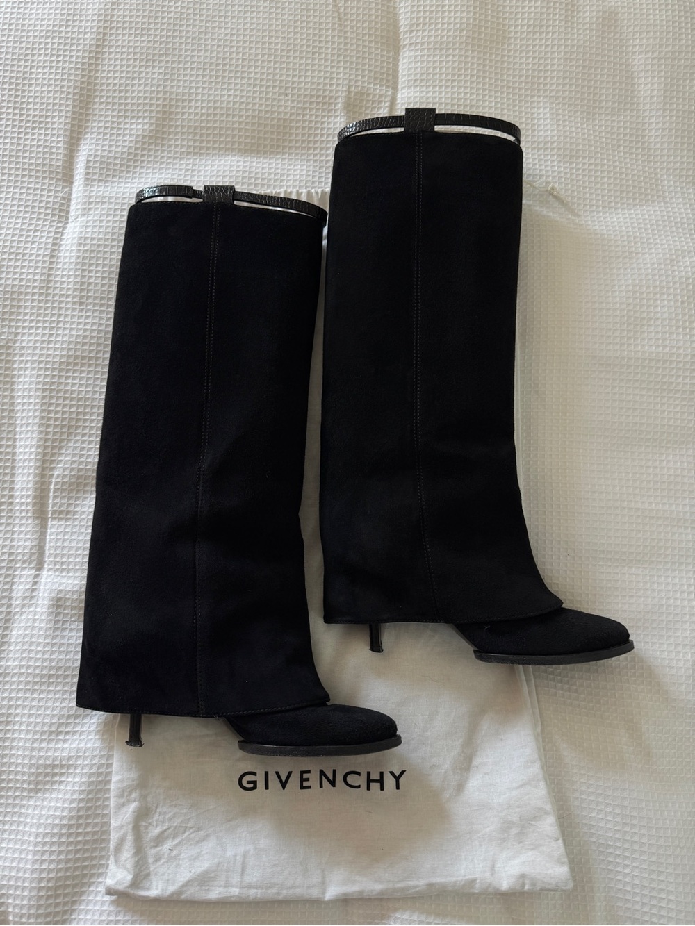 Givenchy Shark Boots, Black Suede Heeled Size 37.5 FR/7.5 US